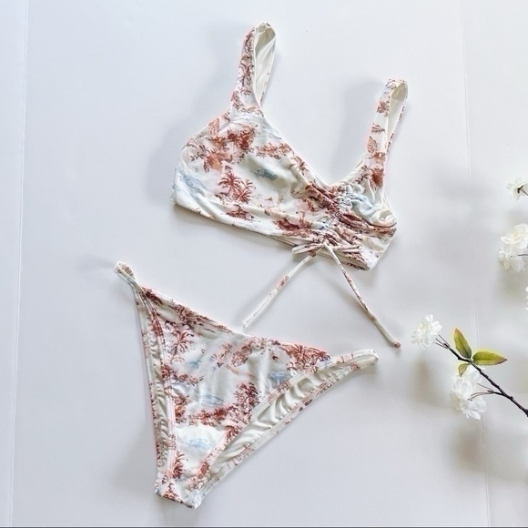 L*Space Wilder Cinched Asymmetrical Bikini Top & Bottom in Eco Tropicale - Picture 8 of 12